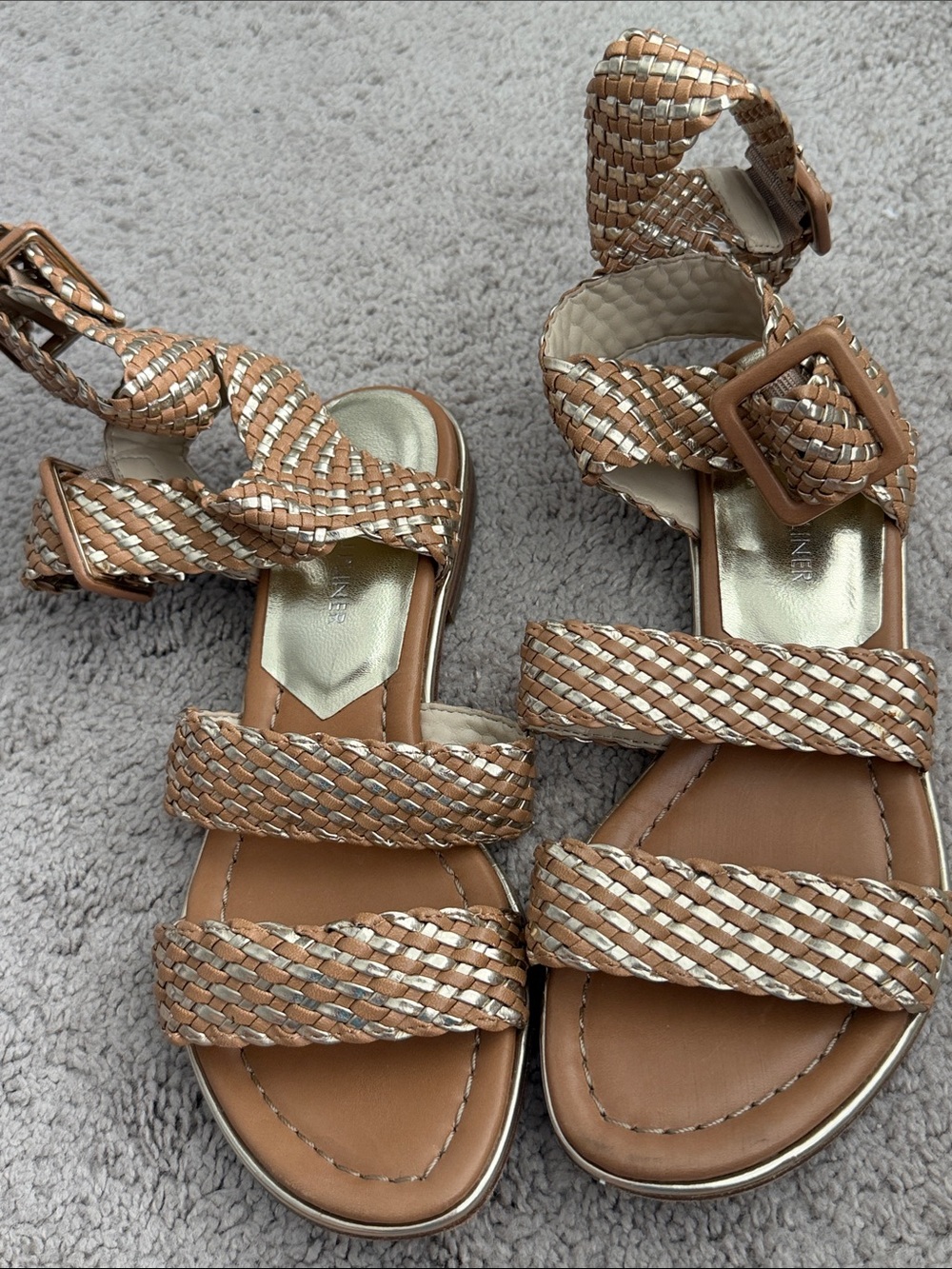 Donald J Pliner Woven Strappy Sandals US 6M Brown & Gold